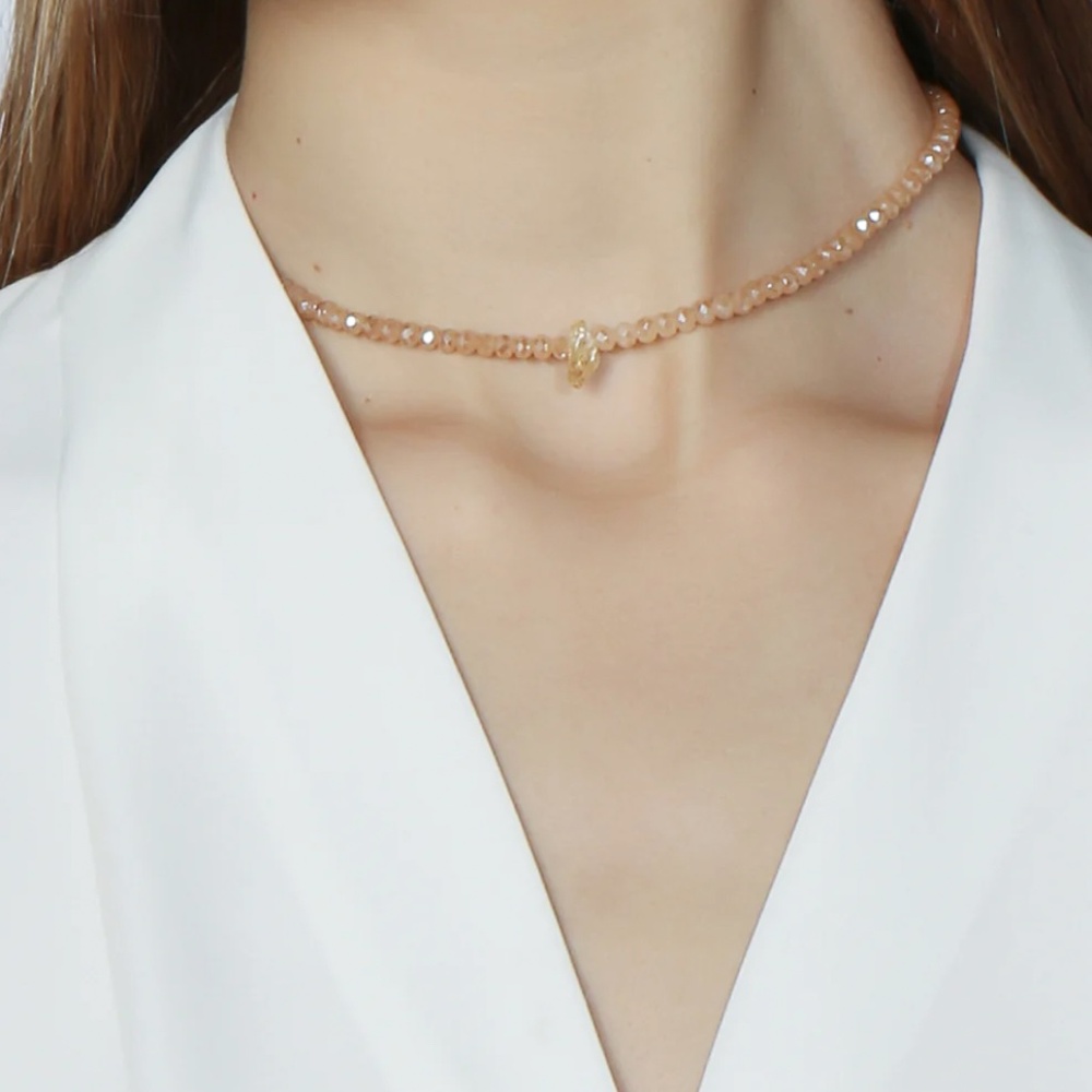 Beautiful Champagne Crystal Choker on elastic string with adjustable extender
